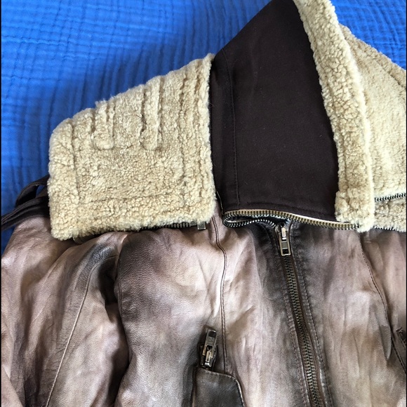 SWORD DISTRESSED AVIATOR MOTO LEATHER JACKET ITALY SIZE XS - Picture 10 of 15